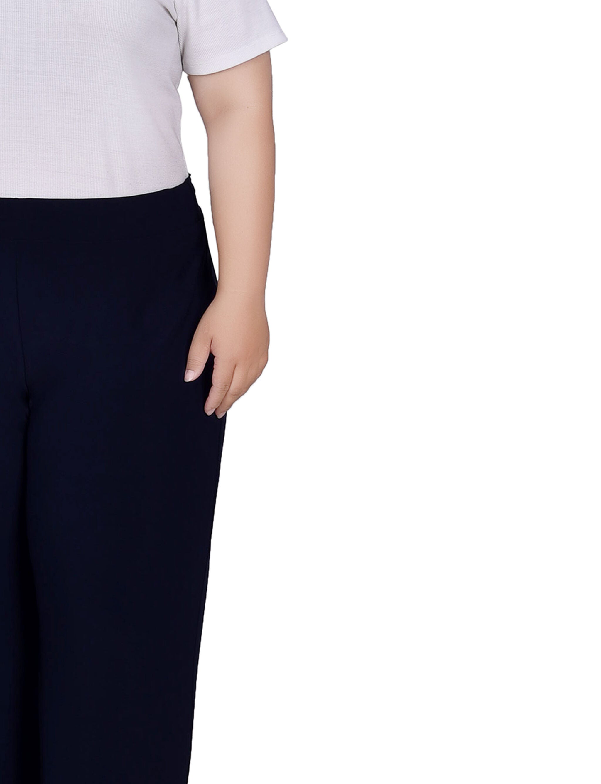 Wide Waistband Pull-On Pants, Navy / blue, alternate image number 1