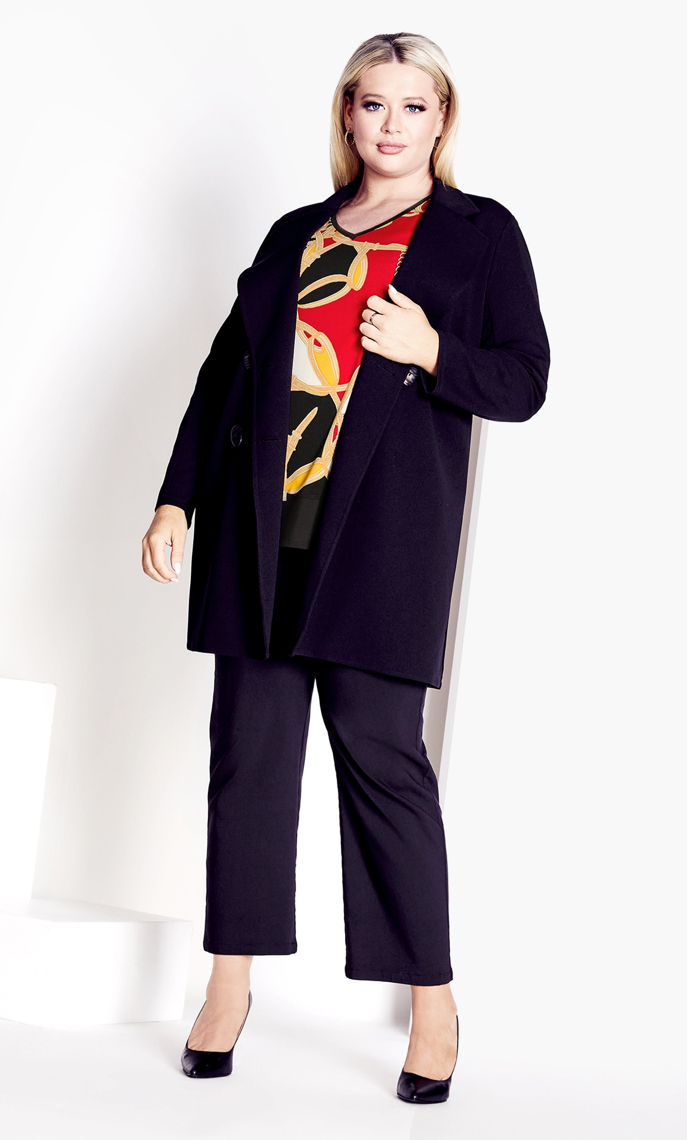 Lara Layered Print Top - red chain, , alternate image number 3