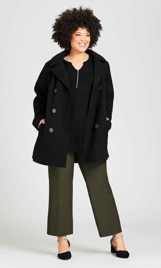 Faux Wool Peacoat - black, , alternate image number 1