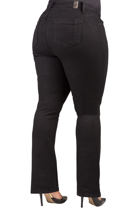 Plus Size Womens Curvy Fit Black Stretch Denim Slim Boot Cut Jeans, , alternate image number null