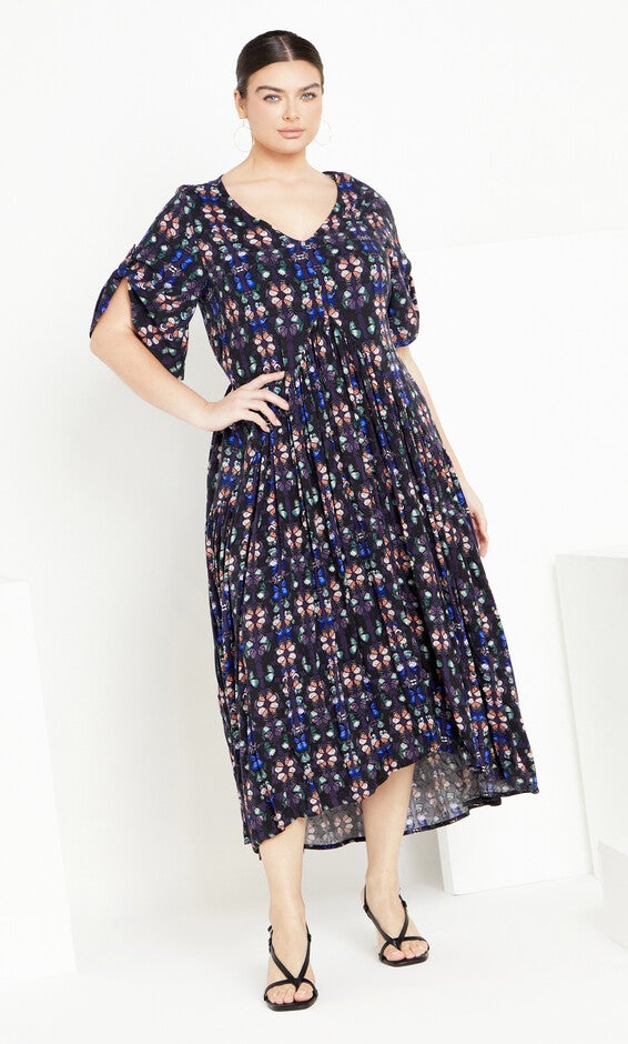 Val Print Dress - navy butterfly, , alternate image number 1
