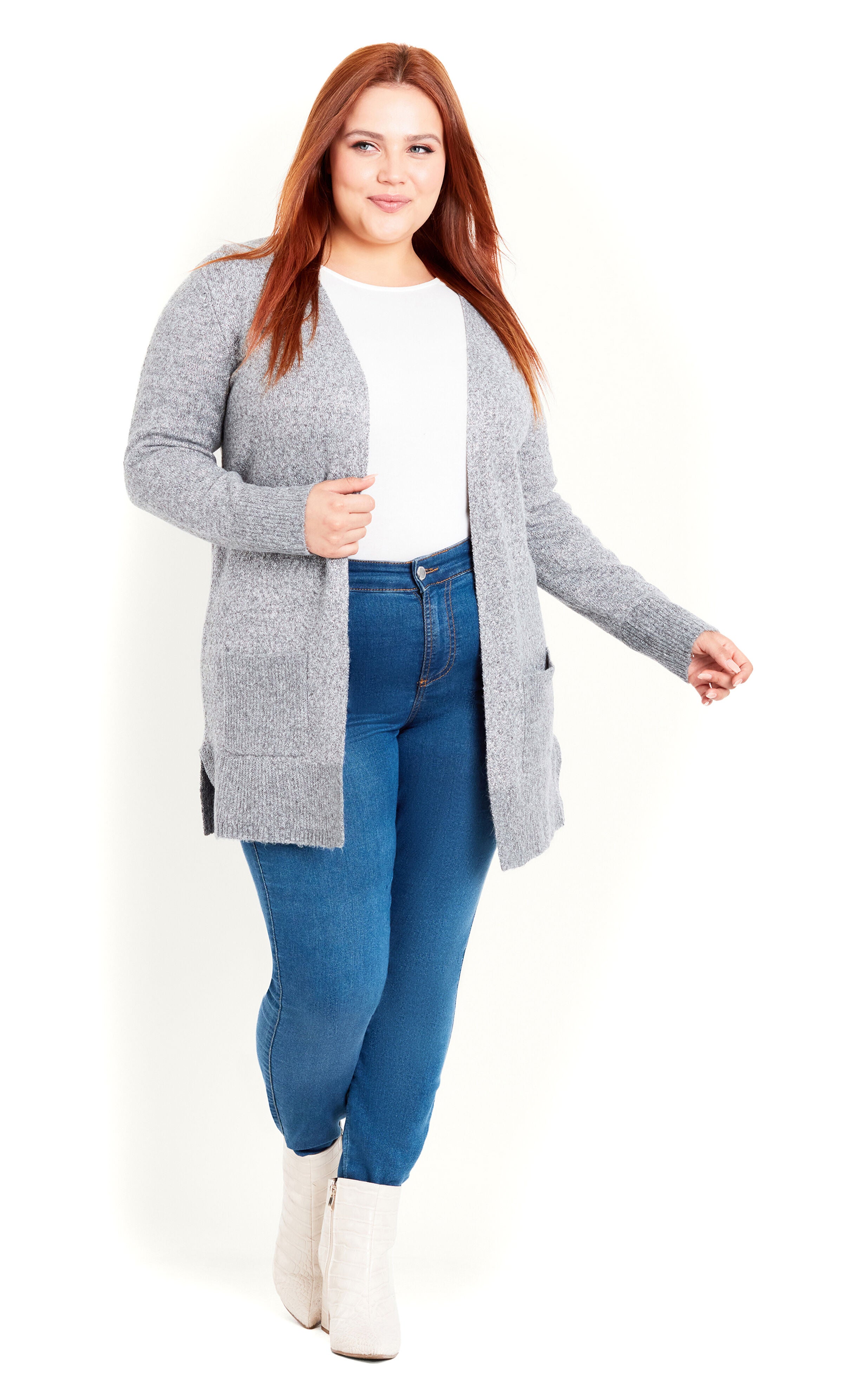Sparkle Longline Cardigan - grey, , alternate image number 1