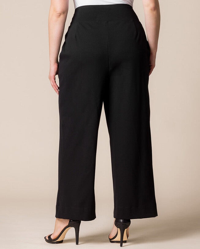 Polished Ponte Wide Leg Pants, Black Noir, alternate image number null
