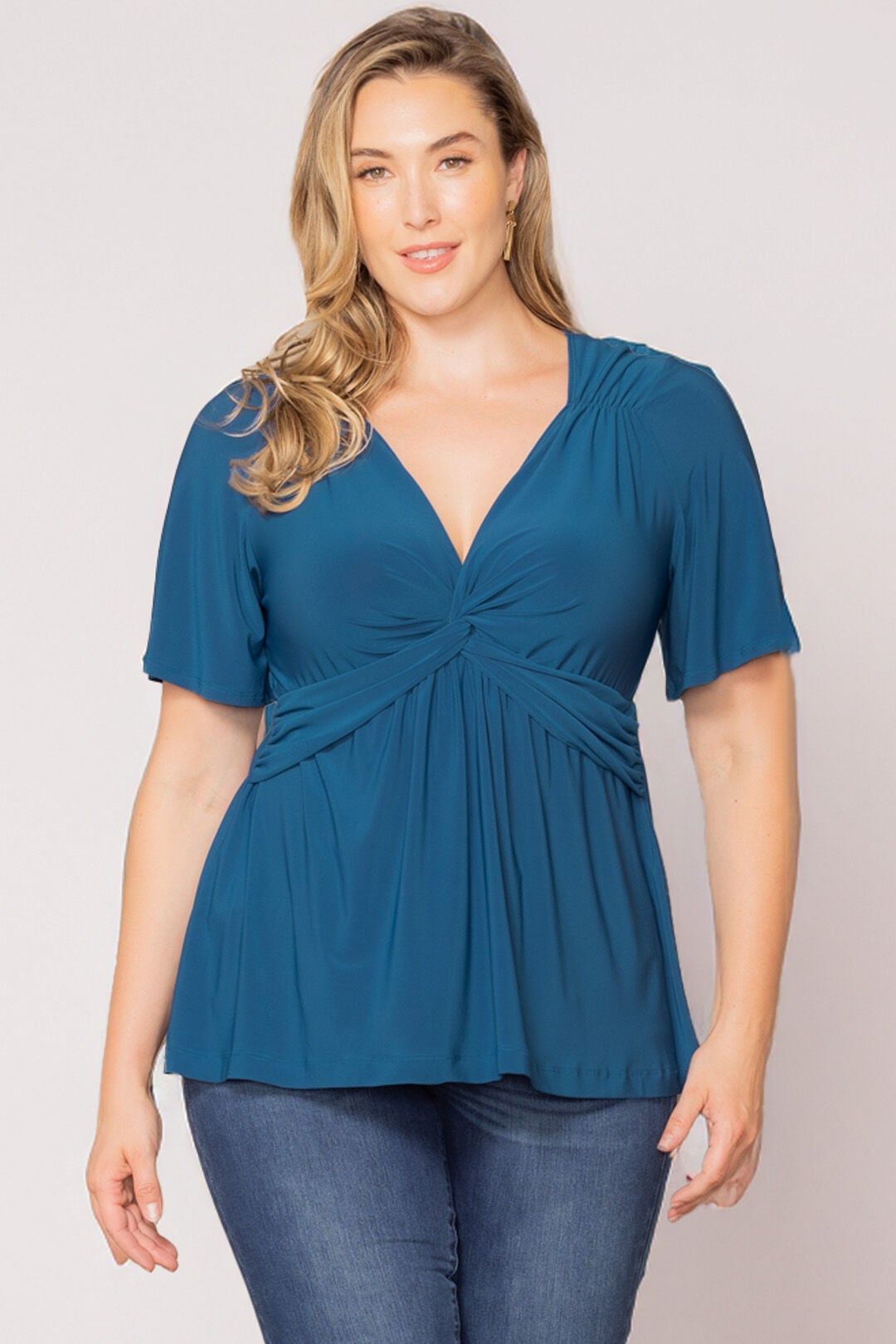 Abby Twist Front Top, Aegean Blue / Teal, alternate image number 2