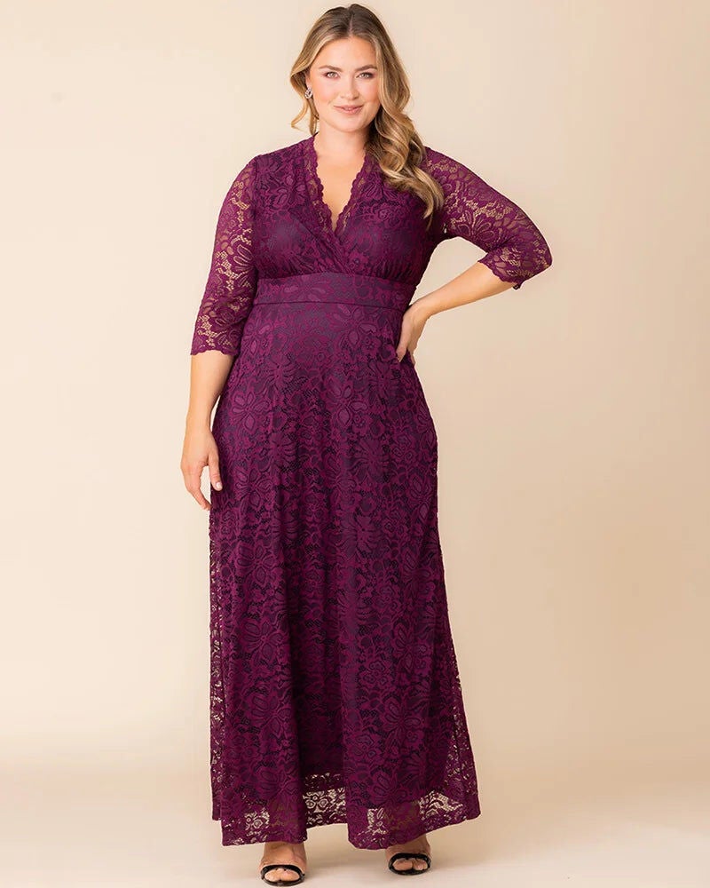 Maria Lace Evening Gown, Berry Bliss, hi-res image number 0