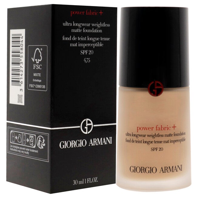 Power Fabric Plus Longwear Weightless Matte Foundation SPF 20 - 4.75 by Giorgio Armani for Women - 1 oz Foundation, , alternate image number 6