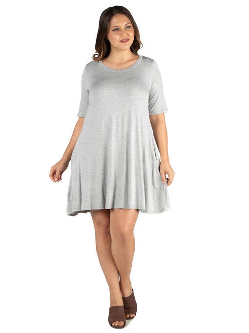 Knee Length Plus Size Pocket T Shirt Dress OneStopPlus