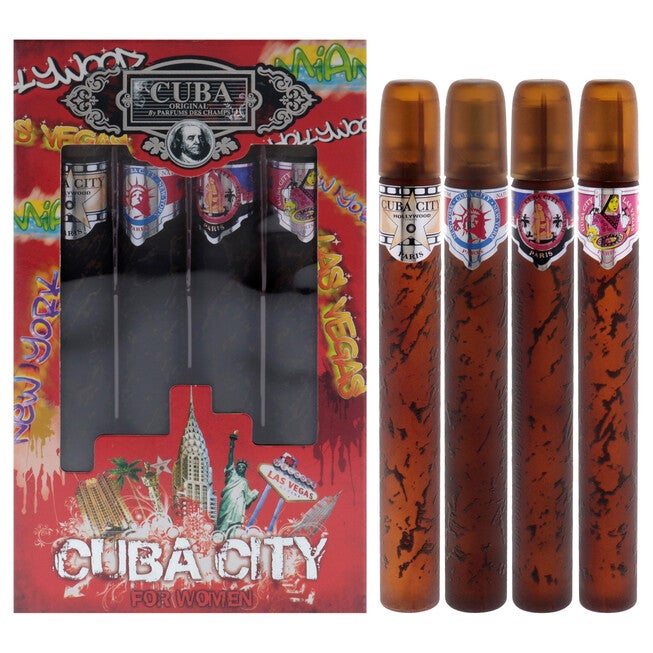 Cuba City by Cuba for Women - 4 Pc Gift Set 1.17oz Hollywood, 1.17oz Vegas, 1.17oz Miami, 1.17oz New York, See Description, hi-res image number 0