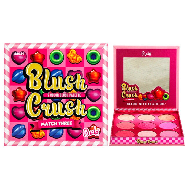 Blush Crush 9 Color Blush Palette - Match Three by Rude Cosmetics for Women - 0.67 oz Blush, NA, hi-res image number null
