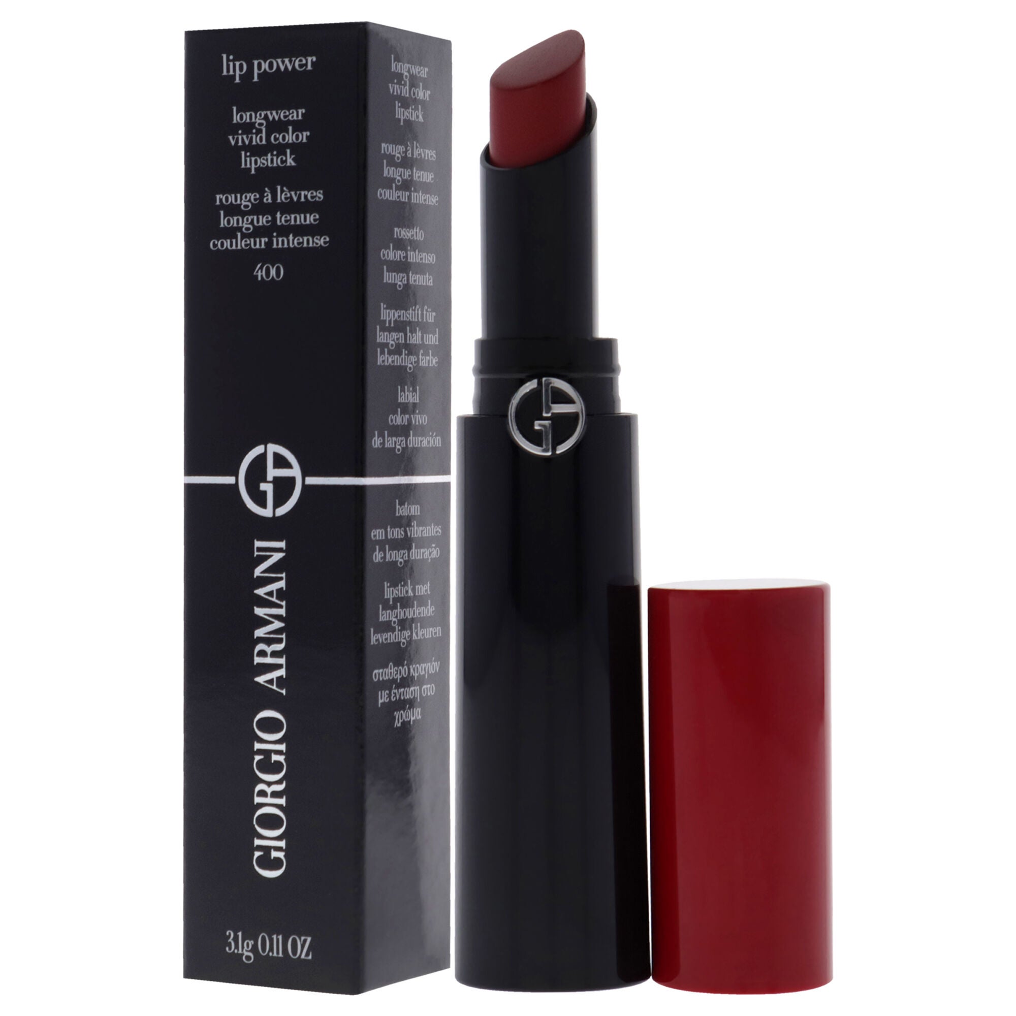 Lip Power Longwear Vivid Color Lipstick - 400 Four Hundred by Giorgio Armani for Women - 0.11 oz Lipstick, See Description, alternate image number 3
