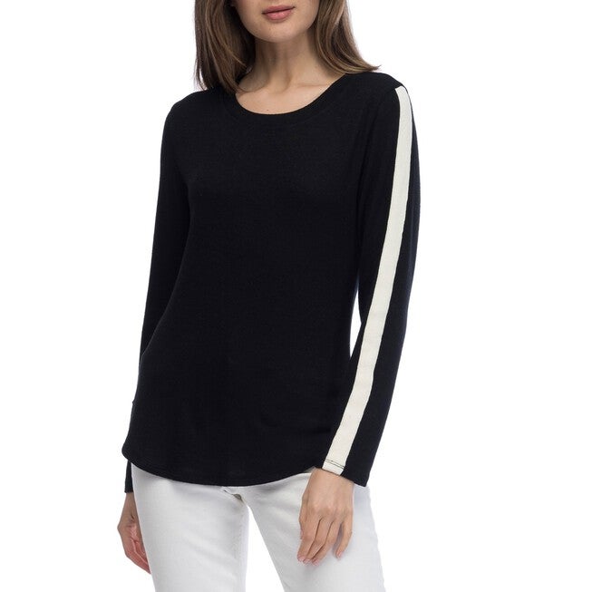 Athletic Stripe Tape Cozy Top, Black, hi-res image number null
