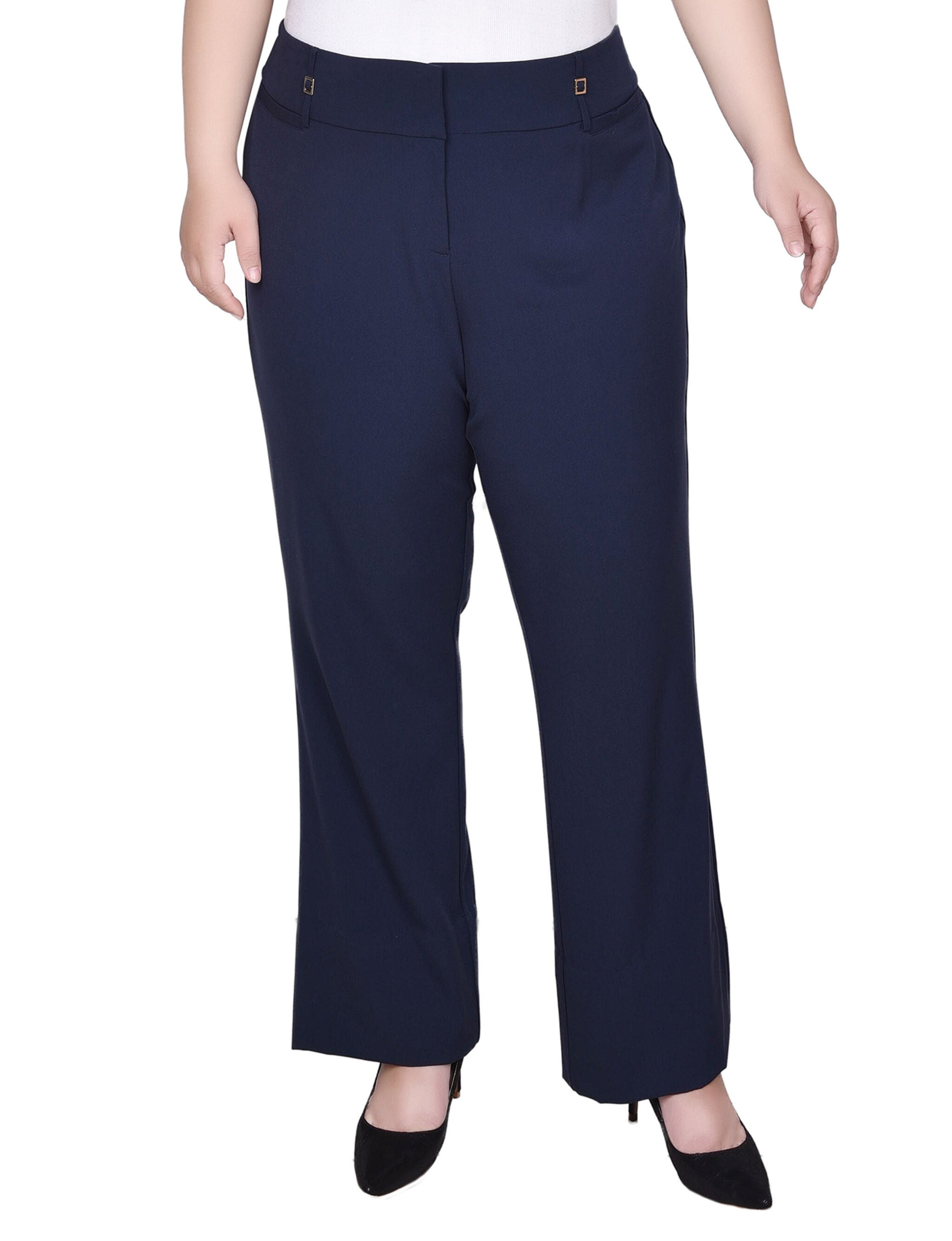 Wide Waist Stretch Pants, Navy, hi-res image number 0