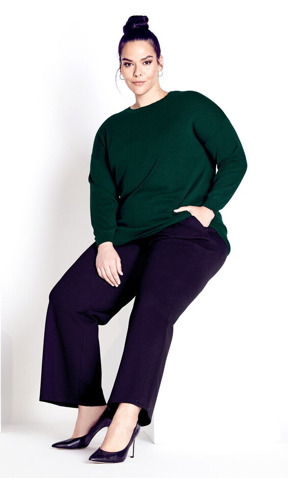 Tully Curved Hem Sweater - green moss, , alternate image number 1