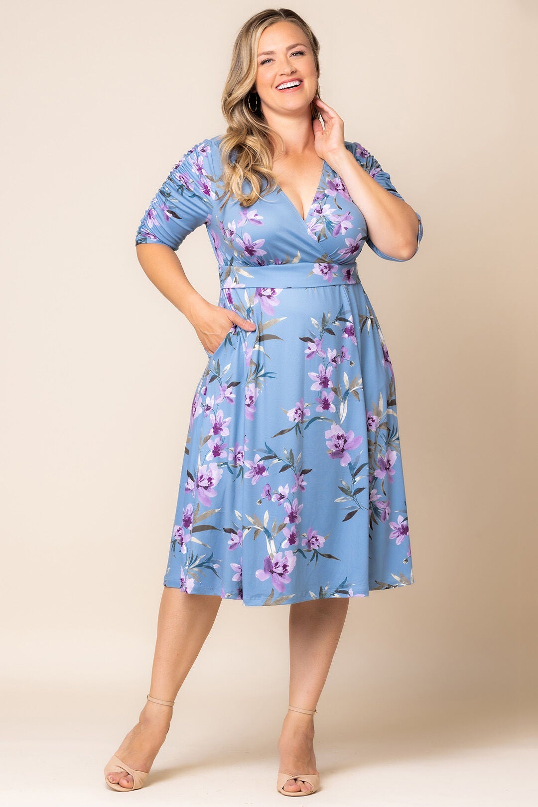 Gabriella Dress, Dreamy Blue Florals / Light Blue, alternate image number 4