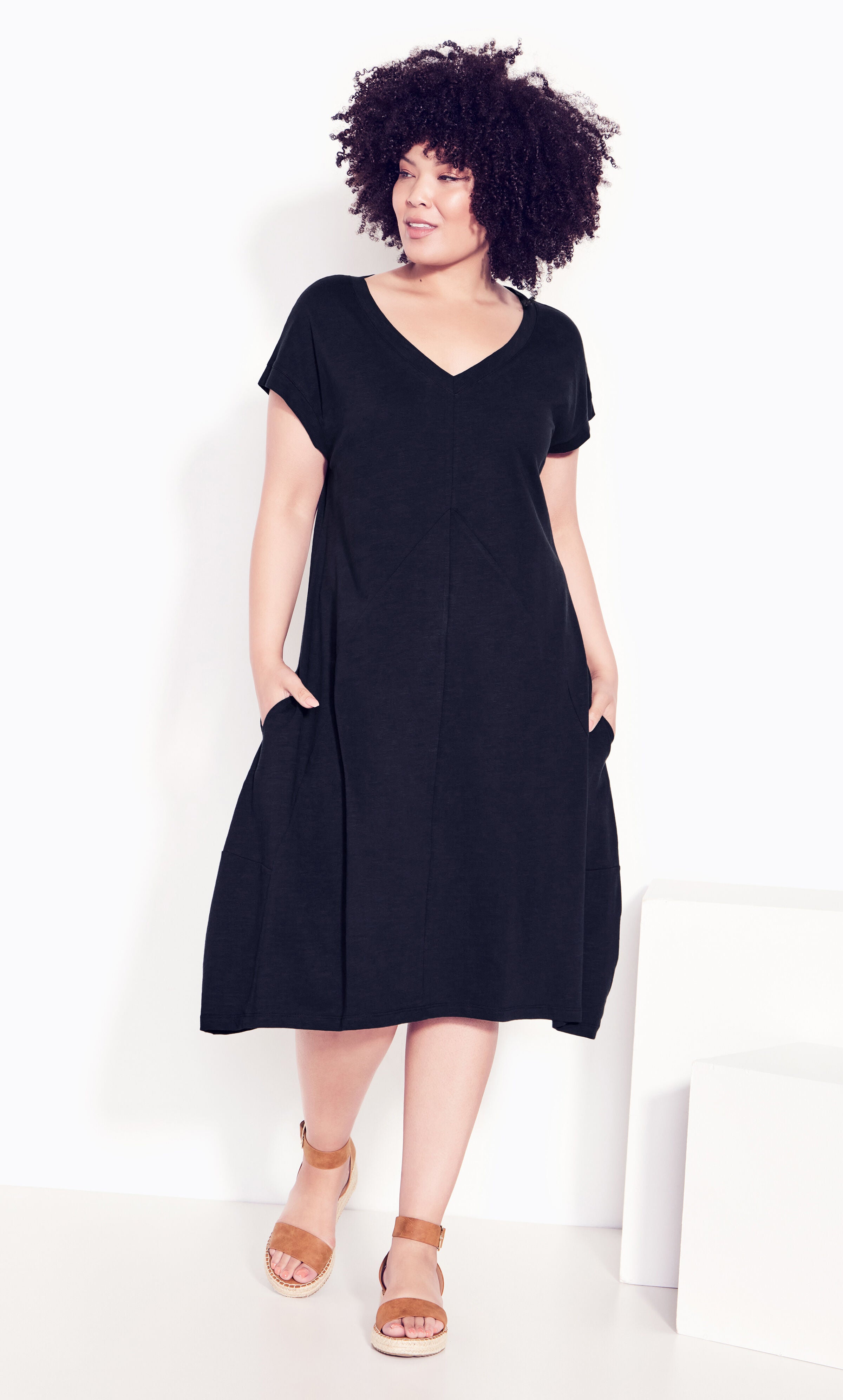 Lilly Plain Dress - black, , alternate image number 1