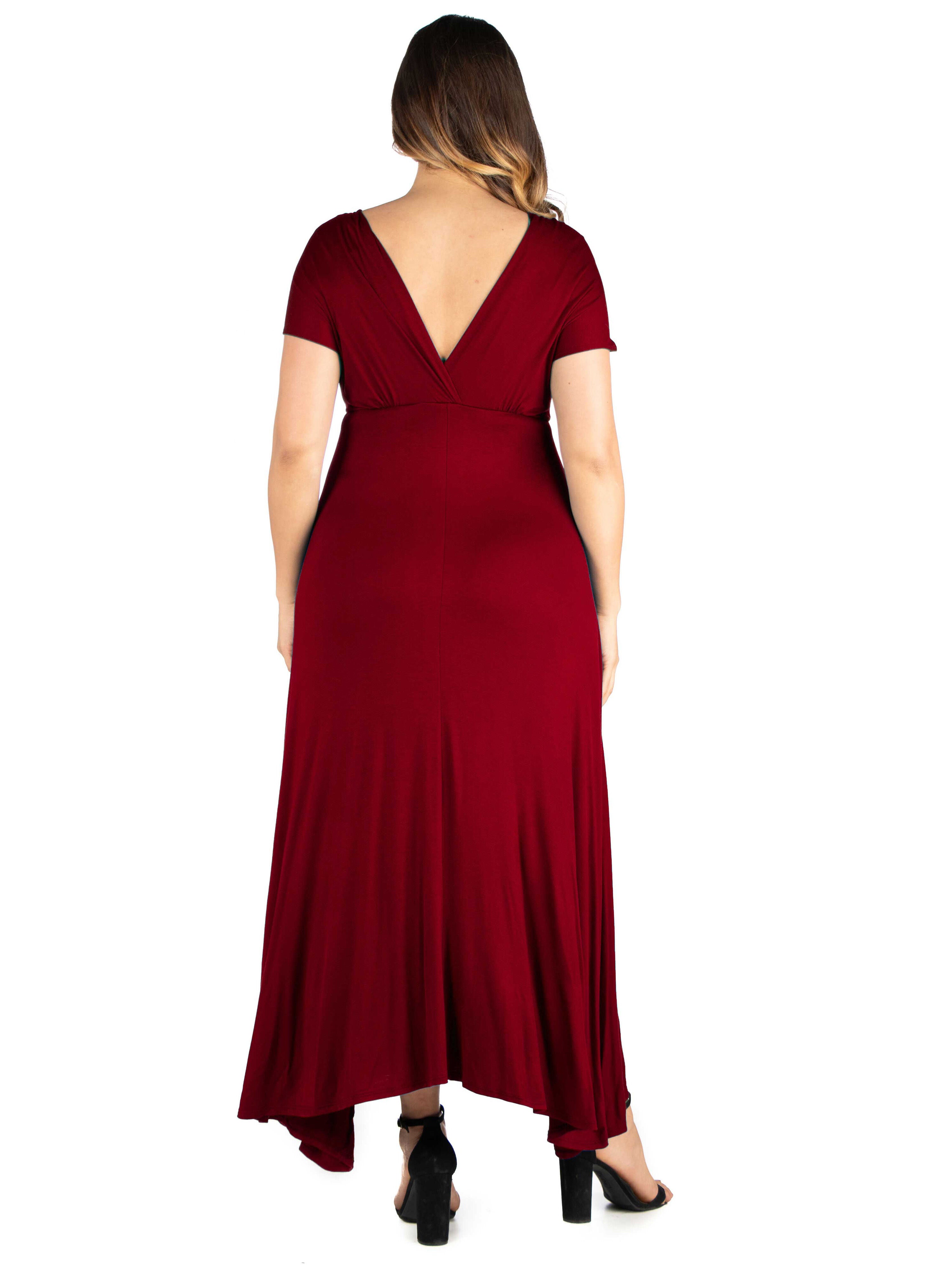 Empire Waist V Neck Plus Size Maxi Dress, , alternate image number 1
