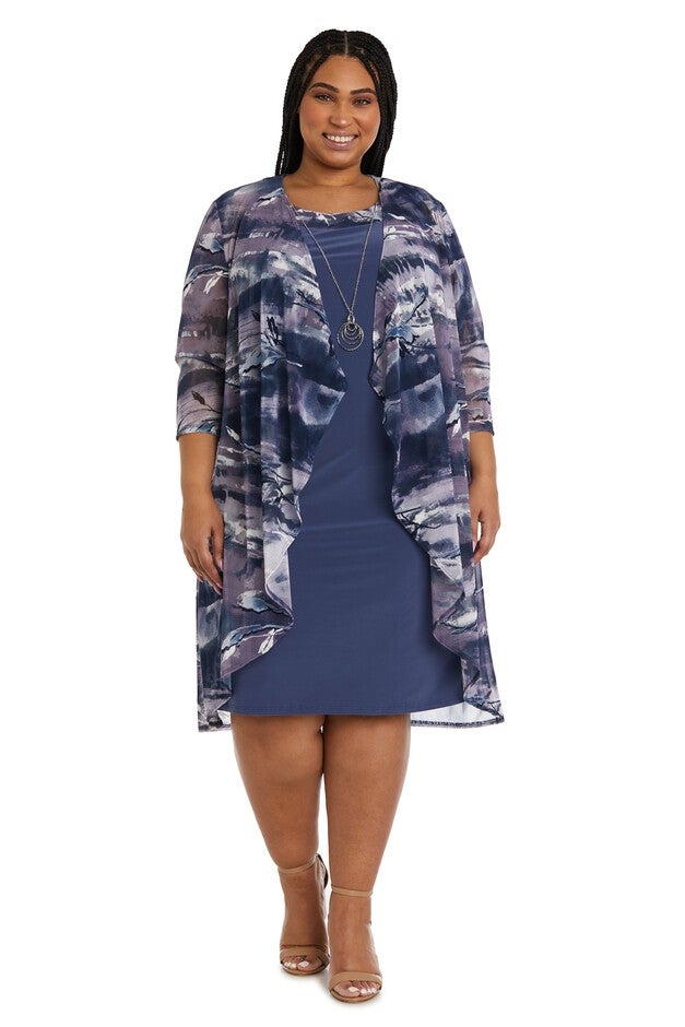 Two-Piece Power Mesh Jacket and Dress Set - Plus, Orchid, hi-res image number null