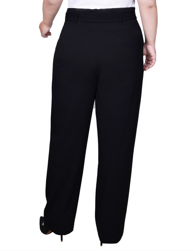 Belted Full Length Pants, Black, alternate image number 1