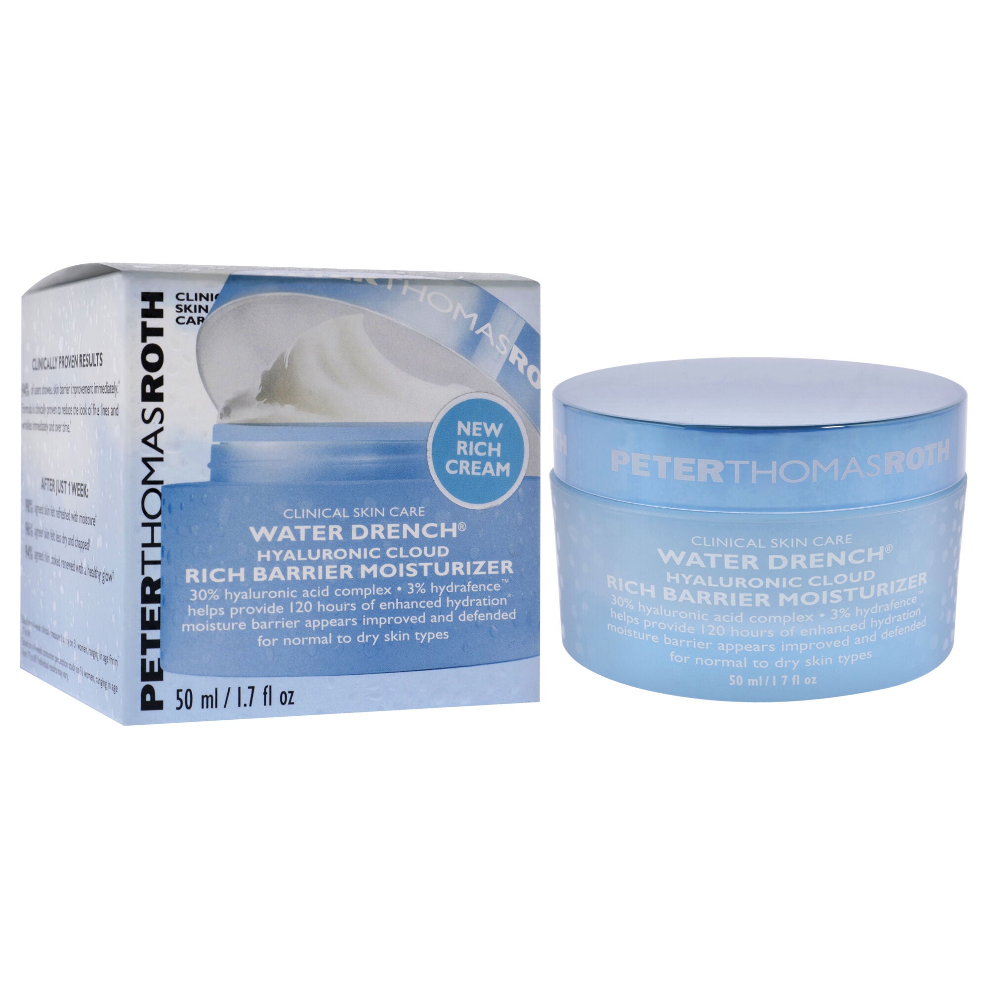 Water Drench Hyaluronic Cloud Rich Barrier Moisturizer by Peter Thomas Roth for Unisex - 1.7 oz Moisturizer, , alternate image number 6