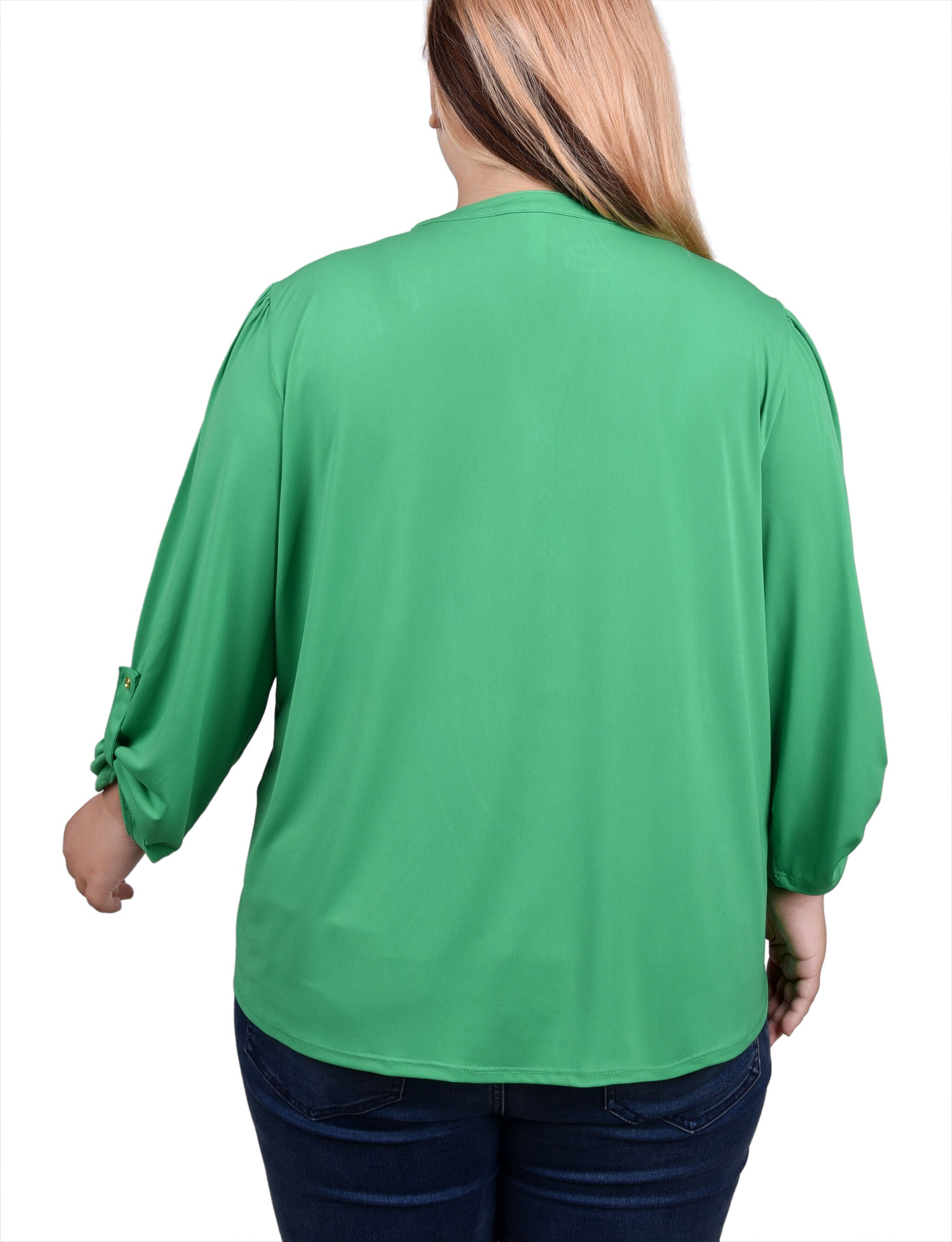 Long Sleeve Pintuck Front Top With Chain Details, , alternate image number 3