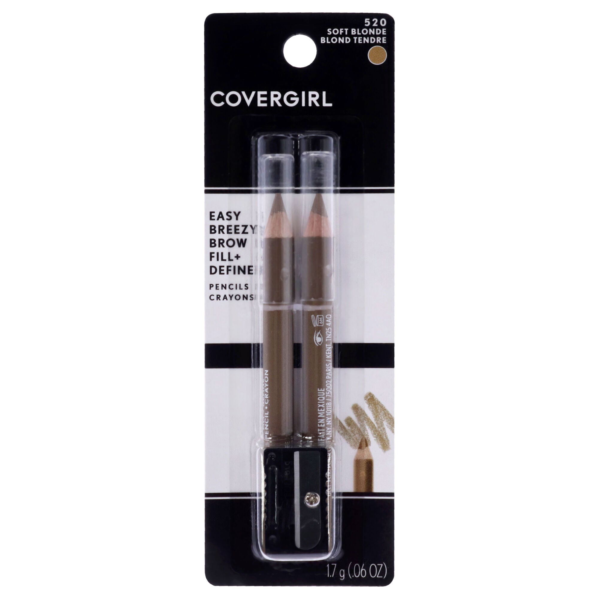 Easy Breezy Brow - 520 Soft Blonde by CoverGirl for Women - 0.06 oz Eyebrow Pencil, See Description, hi-res image number 0