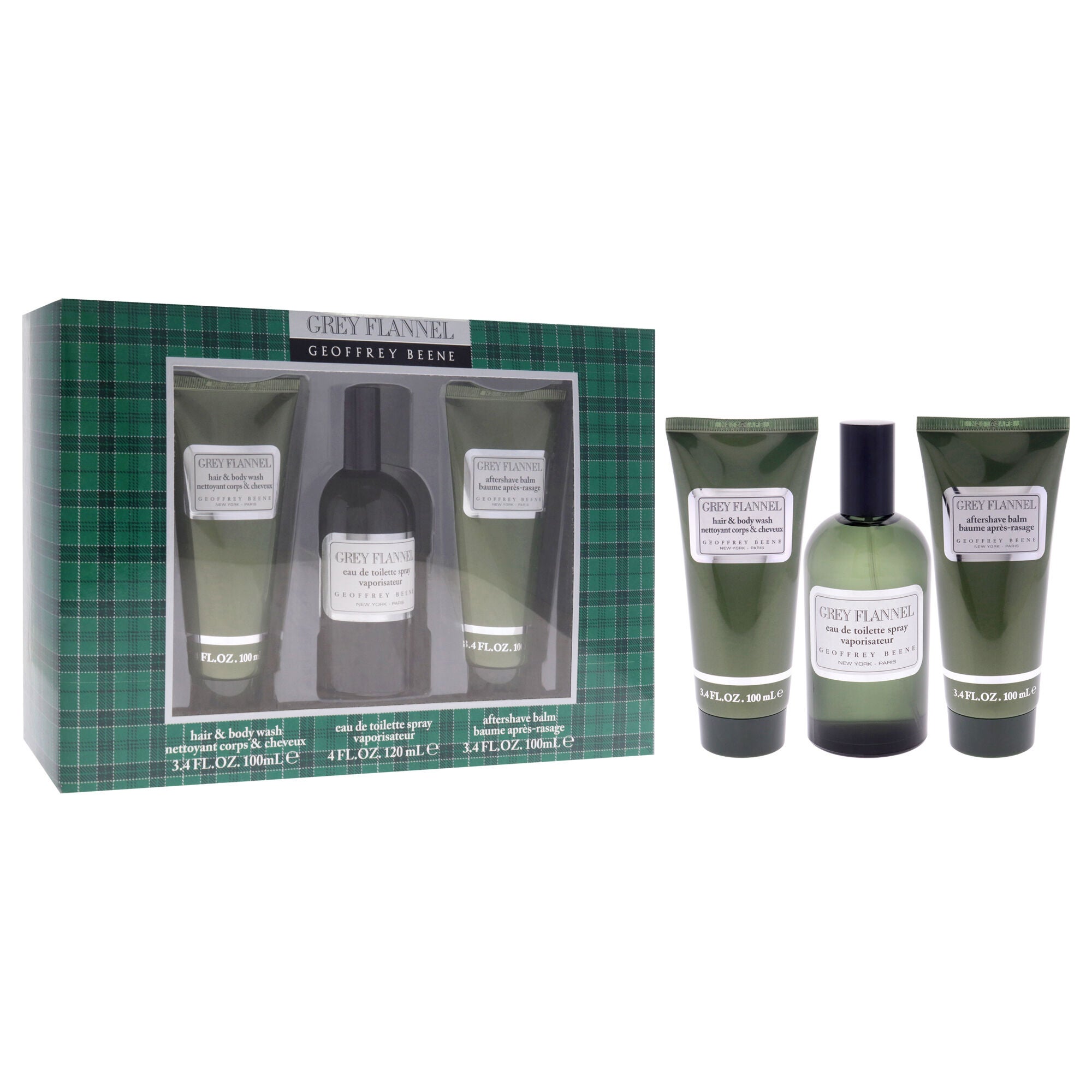 Grey Flannel by Geoffrey Beene for Men - 3 Pc Gift Set 4oz EDT Spray, 3.4oz After Shave Balm, 3.4oz Hair and Body Wash, See Description, alternate image number 1