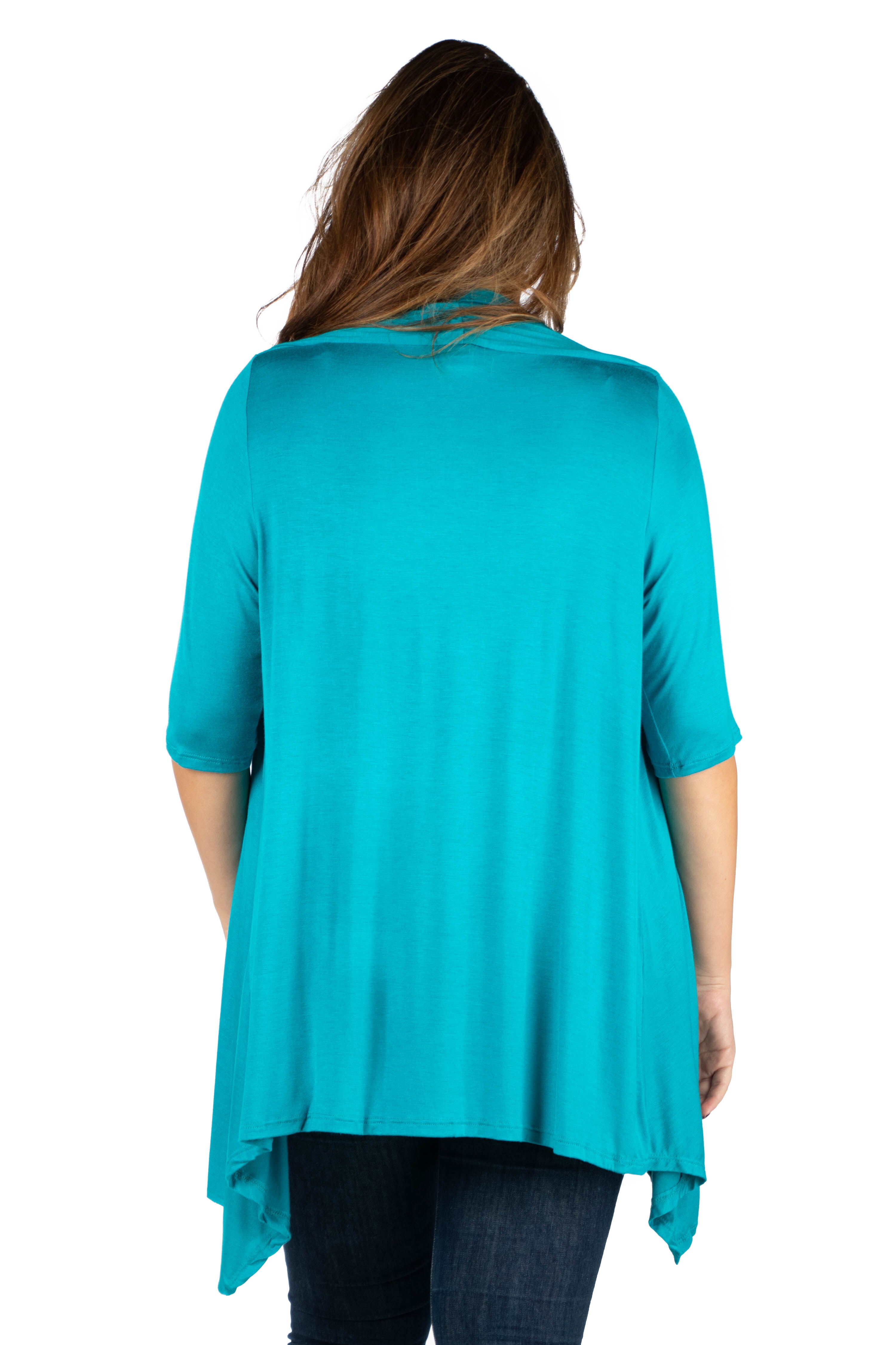 Elbow Length Sleeve Open Front Plus Size Cardigan, , alternate image number 1