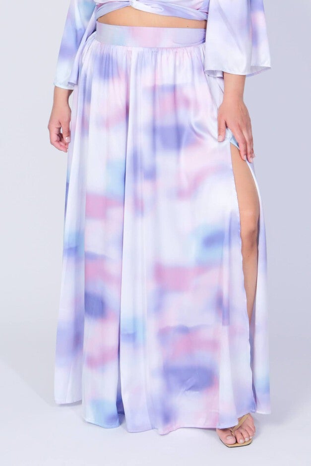Ashford Simpson Maxi Swing Skirt, Blue Watercolor, hi-res image number null