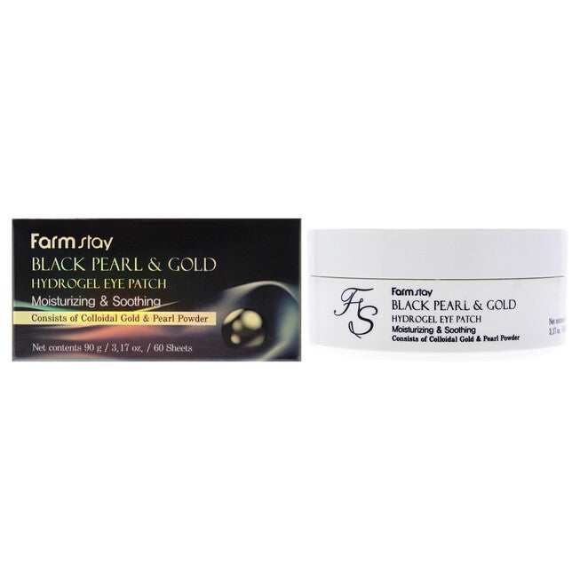 Black Pearl and Gold Hydrogel Eye Patch by FarmStay for Women - 60 Pc Eye Patch, See Description, hi-res image number 0