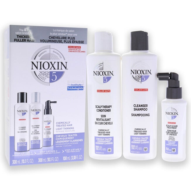 System 5 Kit by Nioxin for Unisex - 3 Pc 10.1oz Cleanser Shampoo, 10.1oz Scalp Therapy Conditioner, 3.38oz Scalp and Hair Treatment, See Description, alternate image number 2