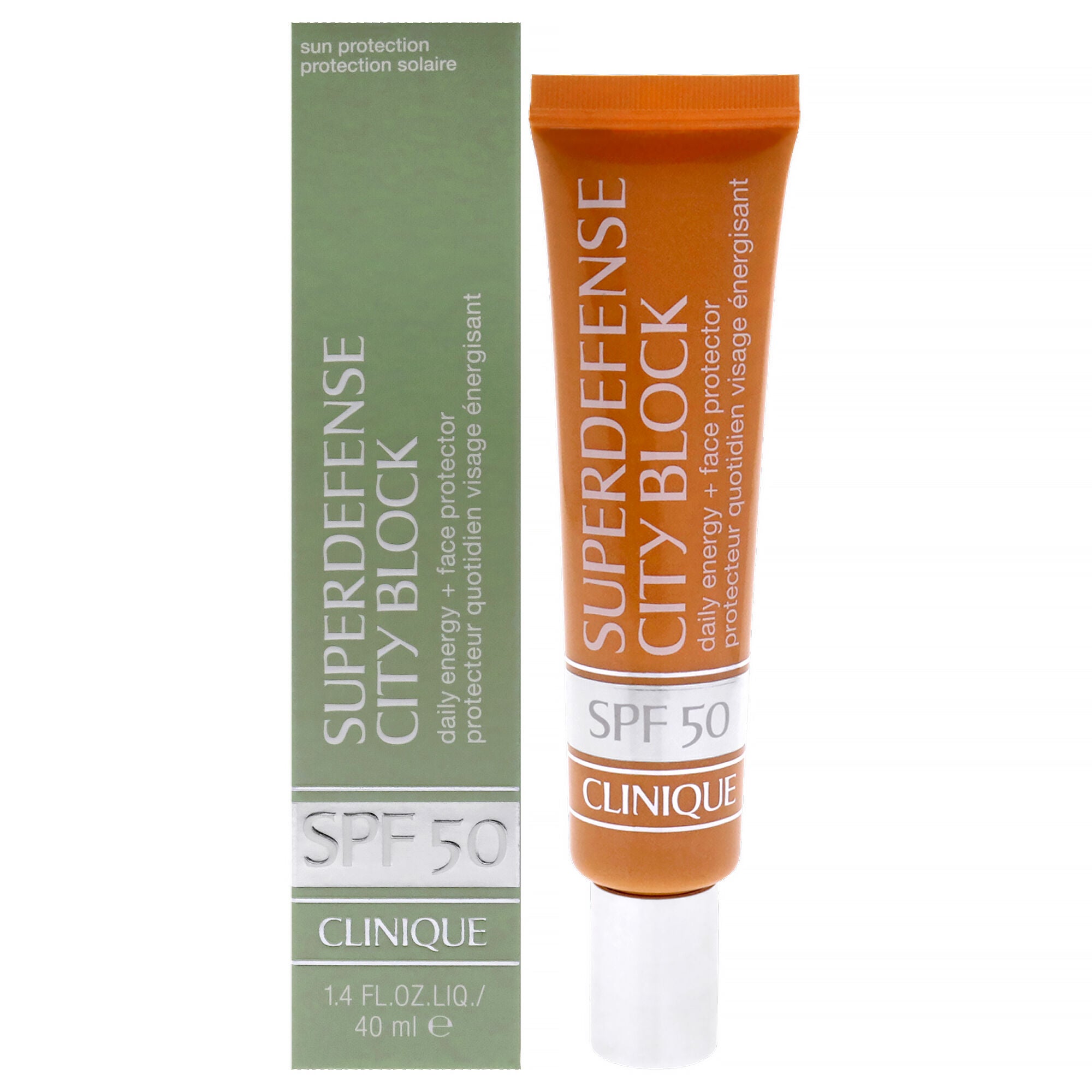 Superdefense City Block Daily Energy plus Face Protector SPF 50 by Clinique for Women - 1.4 oz Sunscreen, See Description, hi-res image number 0