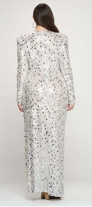 Donna Sequin Gown W/ Split, , alternate image number null