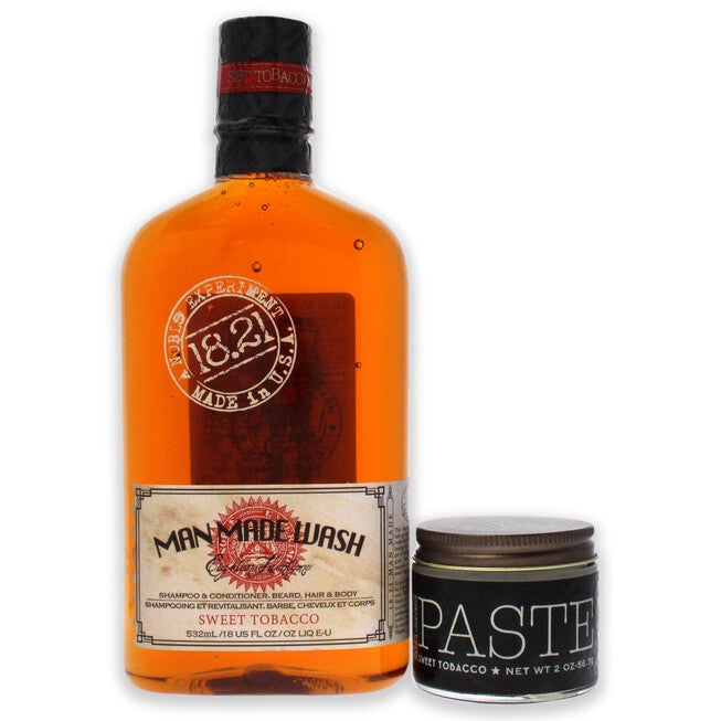 Man Made Set - Sweet Tobacco by 18.21 Man Made for Men - 2 Pc 18oz Man Made Wash 3-In-1 Shampoo, Conditioner and Body Wash, 2oz Paste, See Description, alternate image number 1