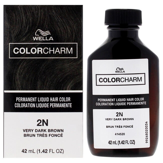 Color Charm Permanent Liquid Hair Color - 2N Very Dark Brown by Wella for Unisex - 1.42 oz Hair Color, NA, hi-res image number null