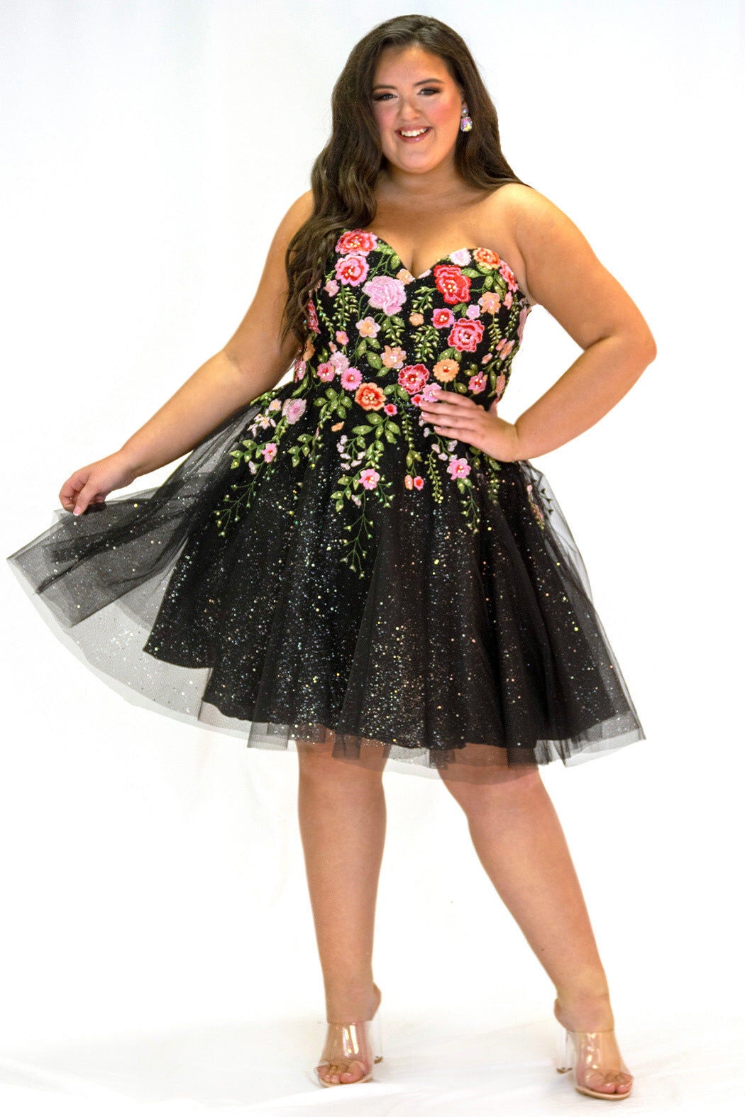 SWEET DREAMS PARTY DRESS, Black Floral / Black, hi-res image number 0
