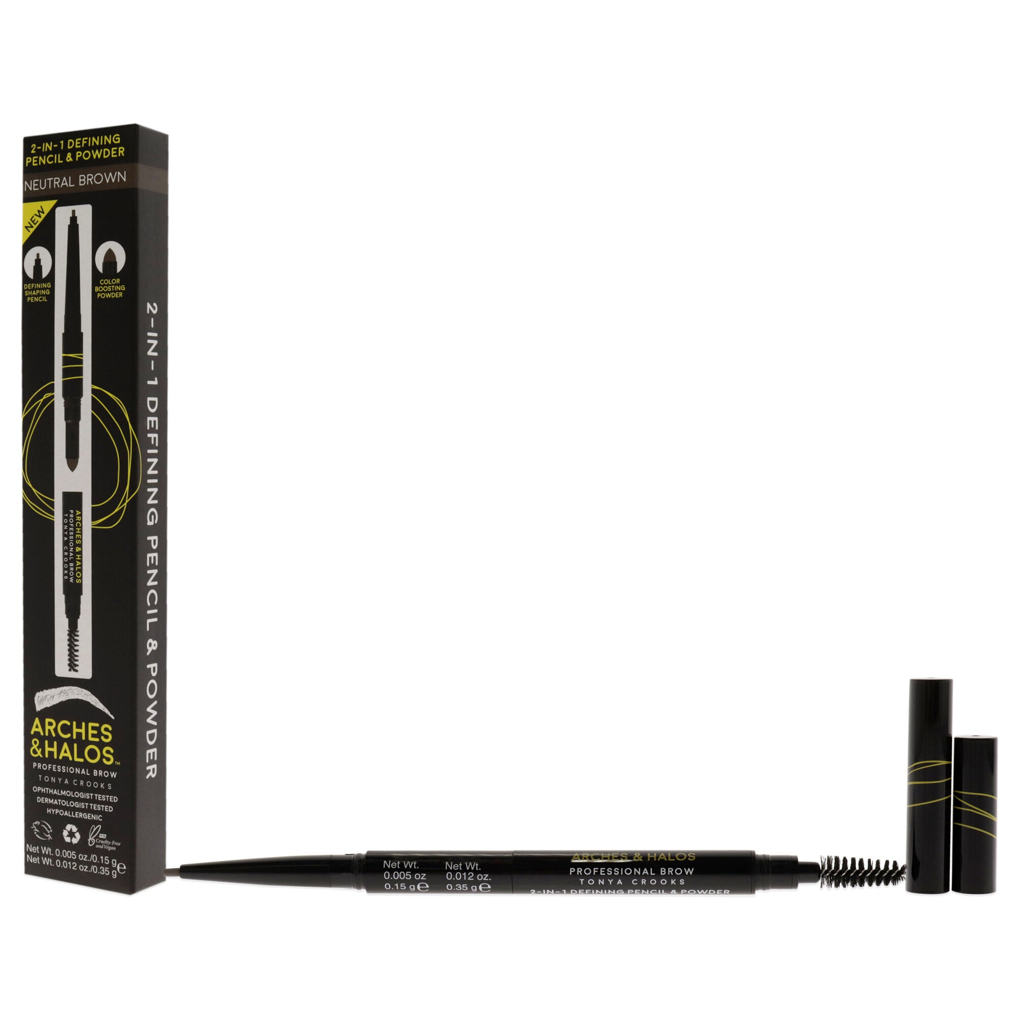 2-in-1 Defining Eyebrow Pencil and Powder - Neutral Brown by Arches and Halos for Women - 0.017 oz Makeup, See Description, alternate image number 3