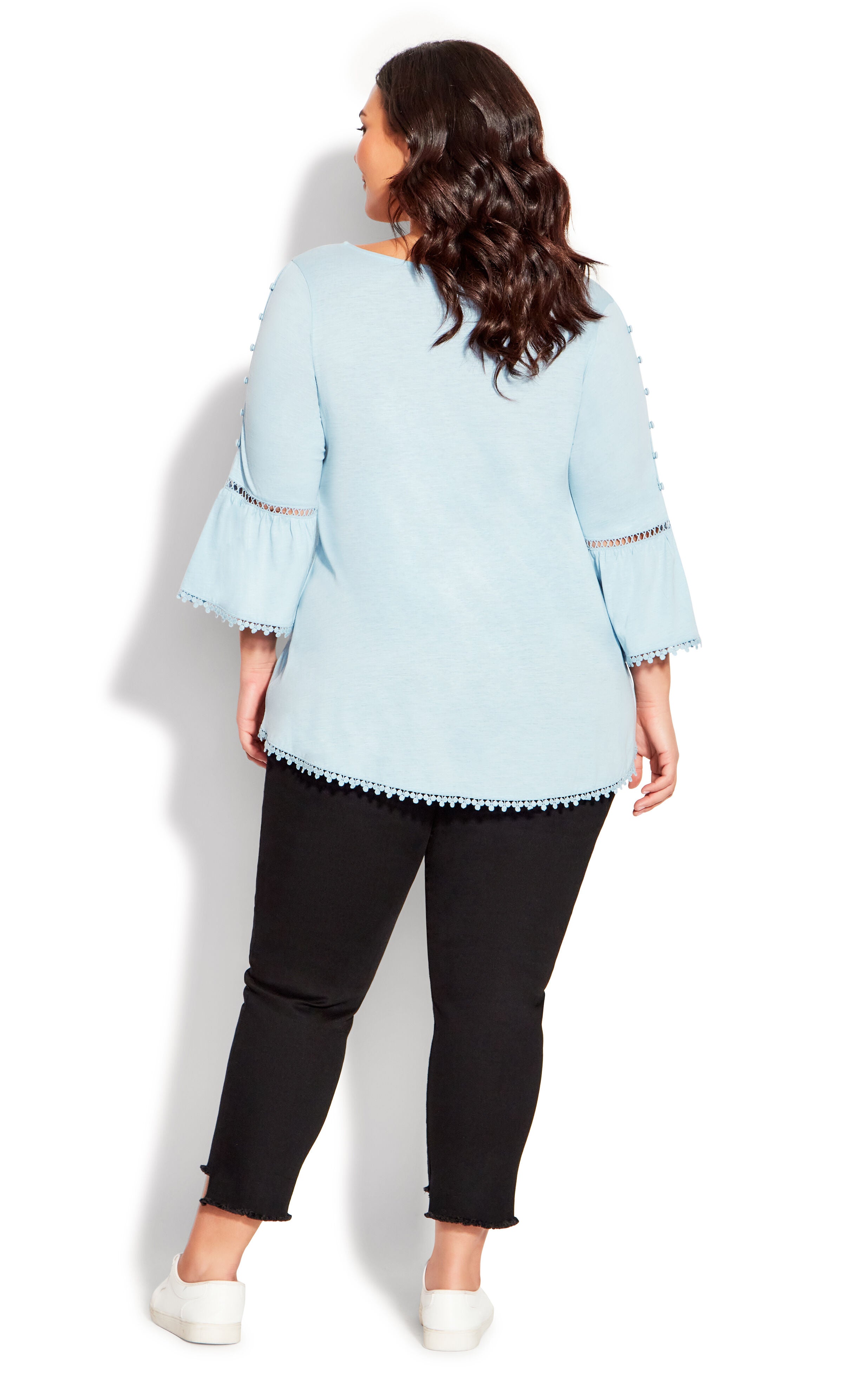 Crochet Split Sleeve Top - chambray blue, , alternate image number 2