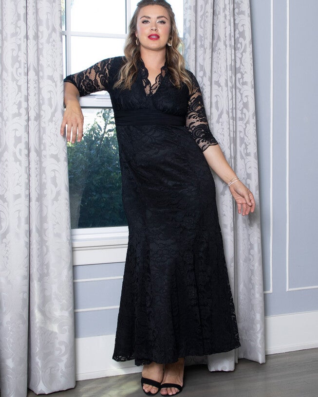 Screen Siren Lace Evening Gown, Onyx, alternate image number null