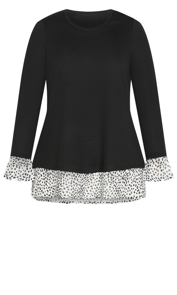 Hacci Chiffon Print Top - black leopard, , alternate image number 2
