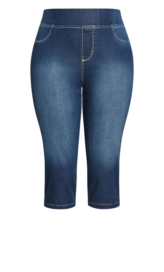 Butter Denim Pull On Crop Jean - mid wash, , alternate image number 4