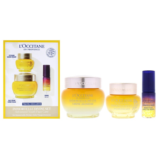 Immortelle Divine Set - Advance Youth Face Care by LOccitane for Unisex - 3 Pc 0.5oz Eye Balm, 1.7oz Cream, 0.16oz Oil-In-Serum, See Description, hi-res image number 0