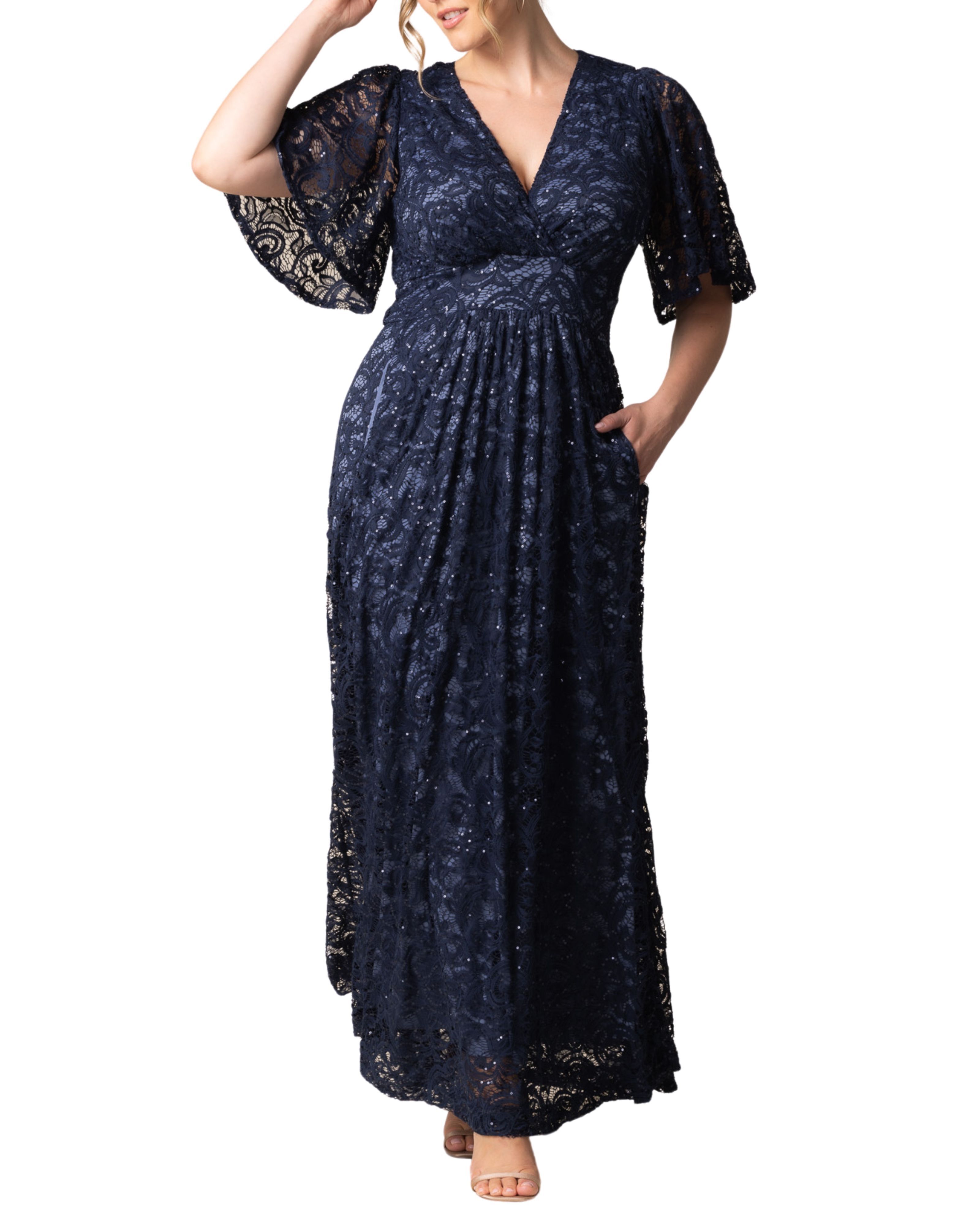 Luminous Sequin Lace Long Gown, NOCTURNAL NAVY / Navy, hi-res image number 0