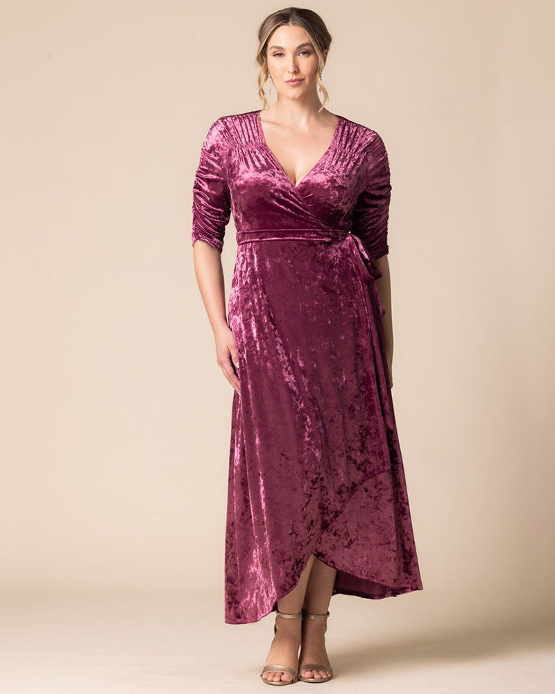 Cara Velvet Wrap Dress, Sugar Plum, alternate image number 2