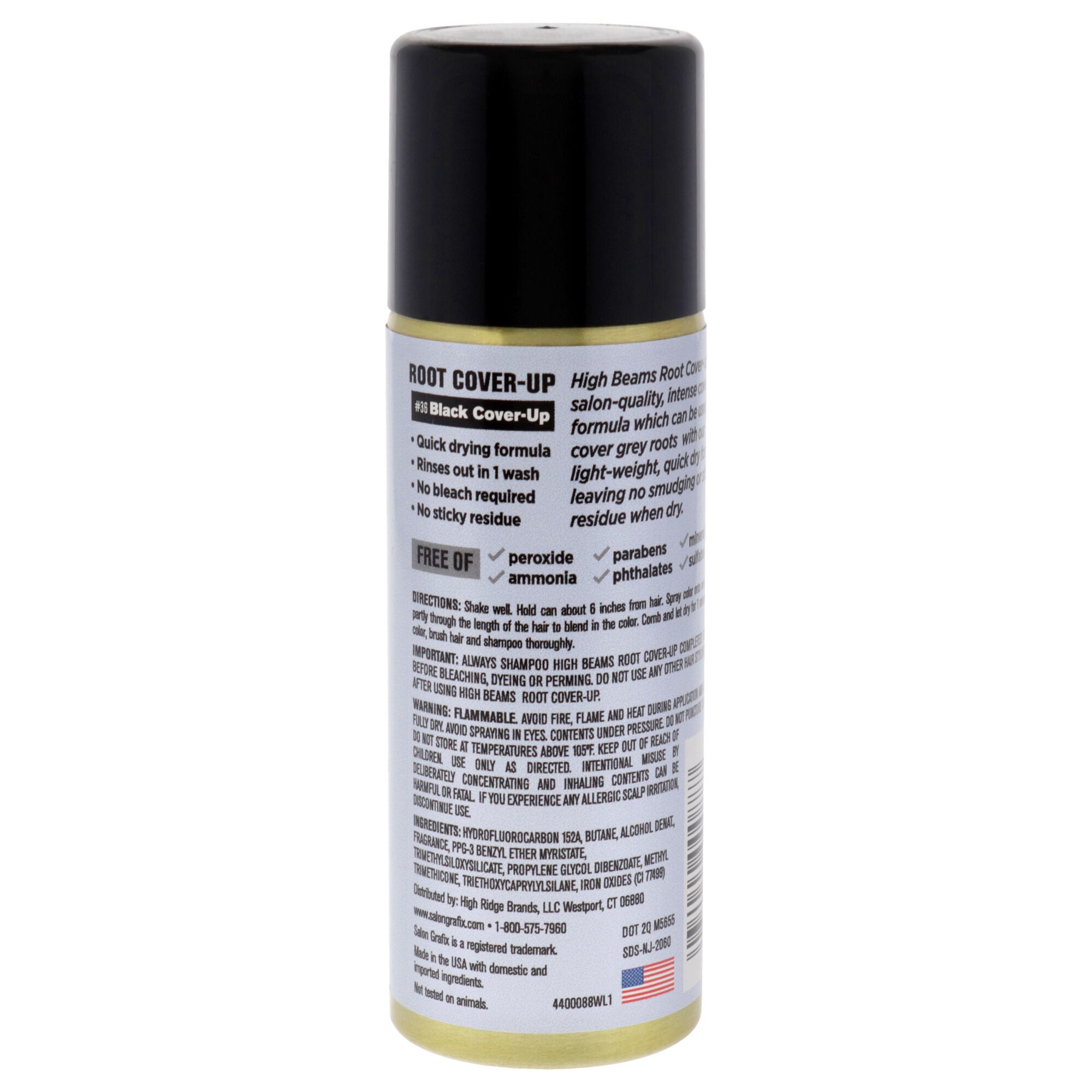 High Beams Root Cover-Up Temporary Spray - 36 Black by Salon Grafix for Unisex - 2.7 oz Hair Color, See Description, alternate image number 2