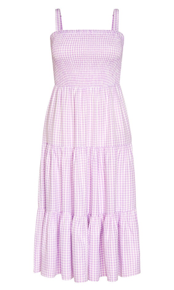 Gingham Maxi Dress - lavender, , alternate image number 3