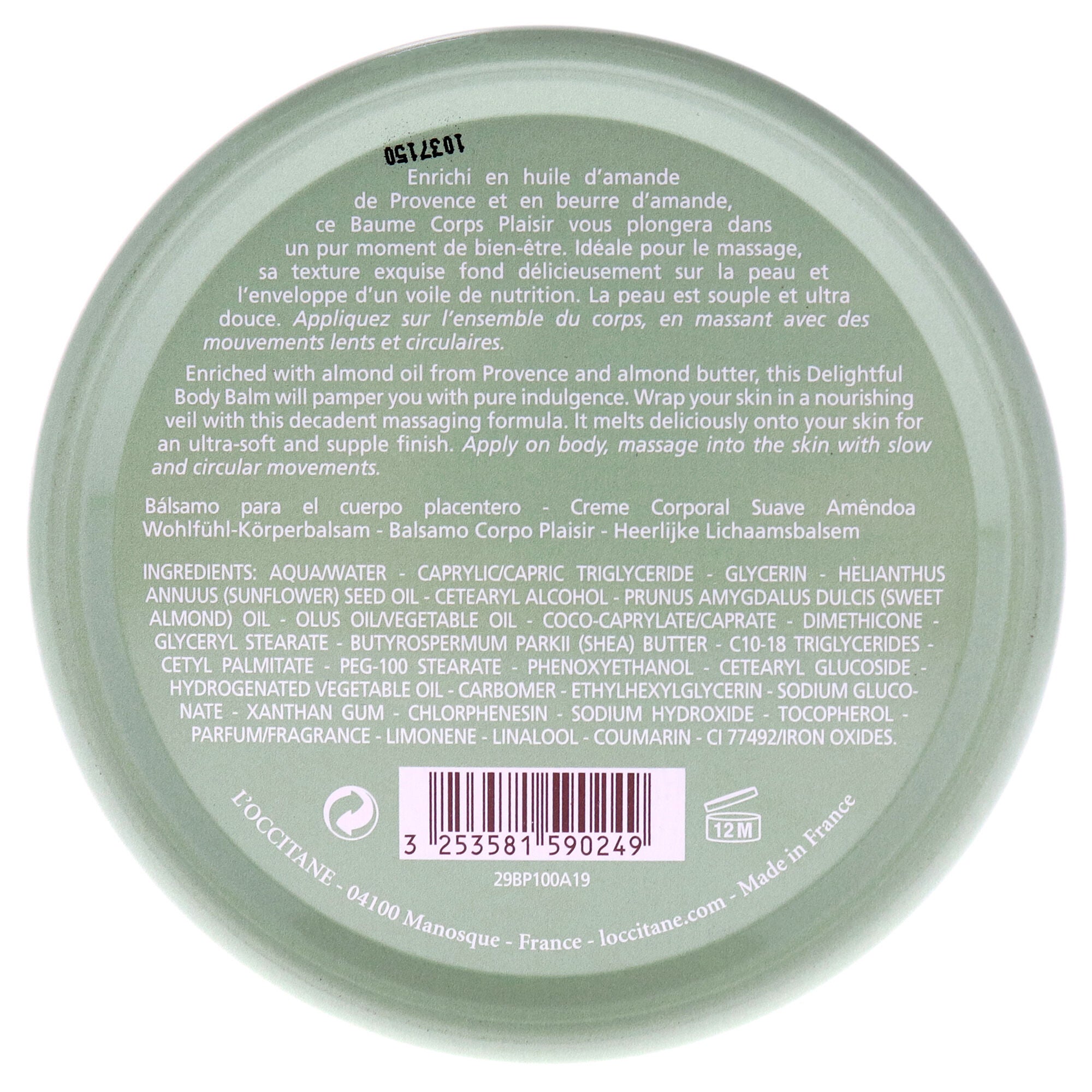 Almond Delightful Body Balm by LOccitane for Unisex - 3.4 oz Balm, See Description, alternate image number 2