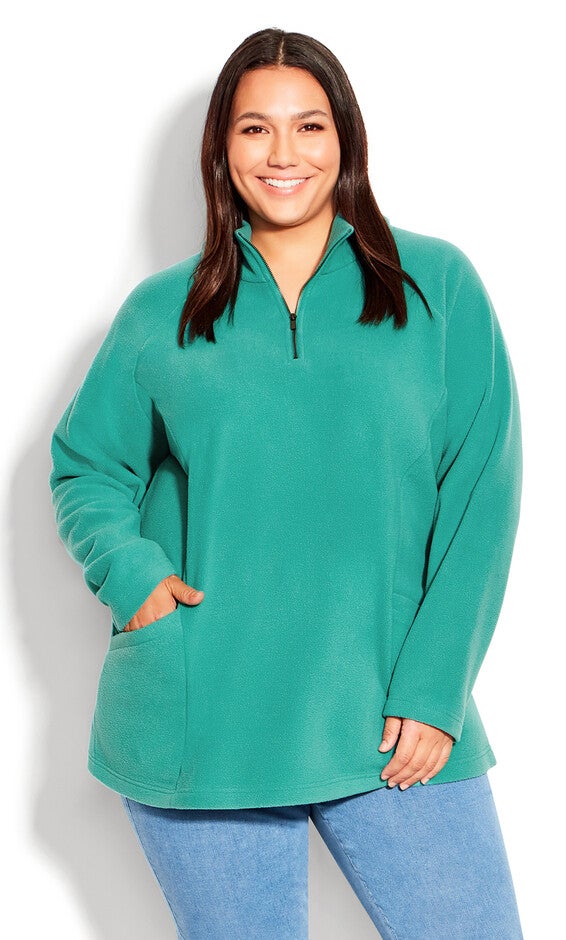 Polar Fleece Pocket Tunic - jade, Green, hi-res image number 0