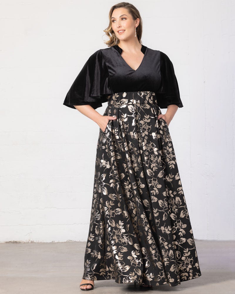 Radiant Opulence Evening Gown, Gilded Noir, hi-res image number 0