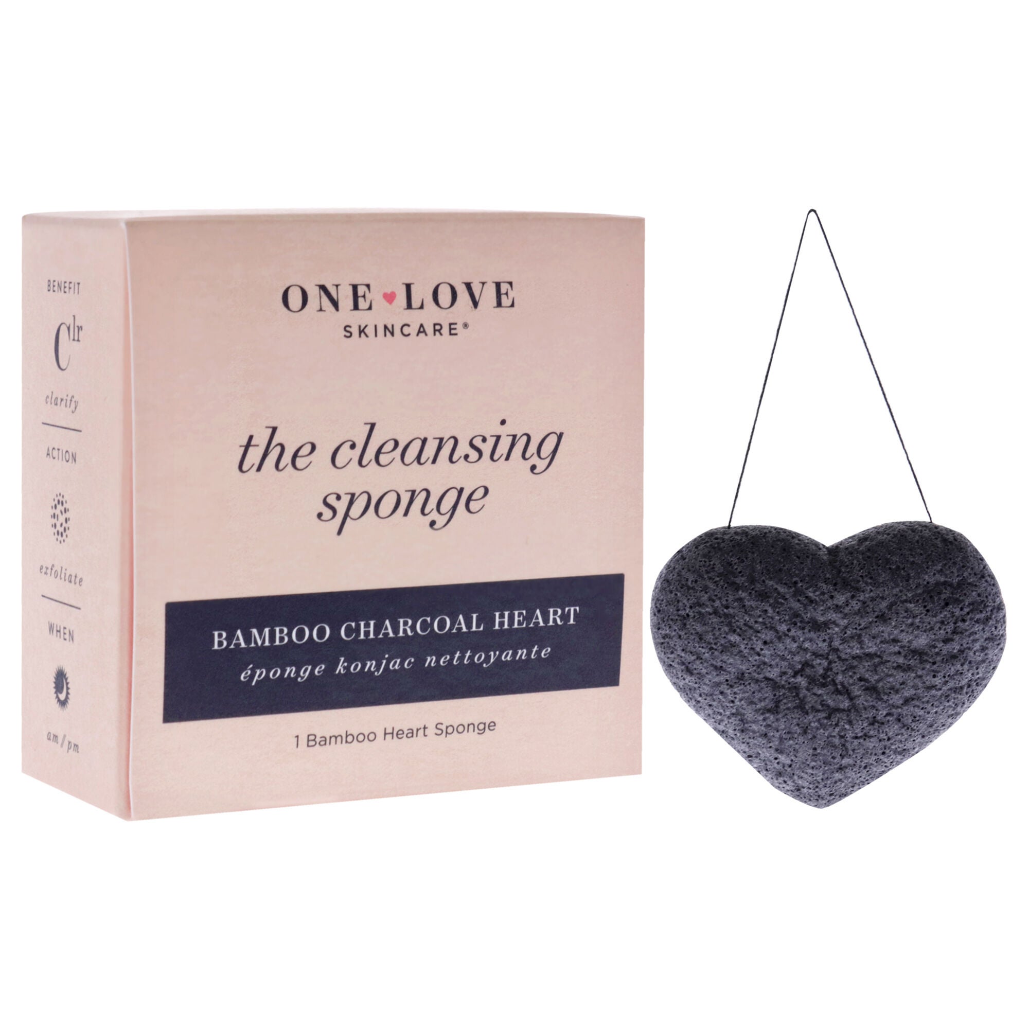 One Love Organics The Cleansing Sponge Bamboo Charcoal Heart by One Love Organics for Women - 1 Pc Sponge, See Description, alternate image number 2