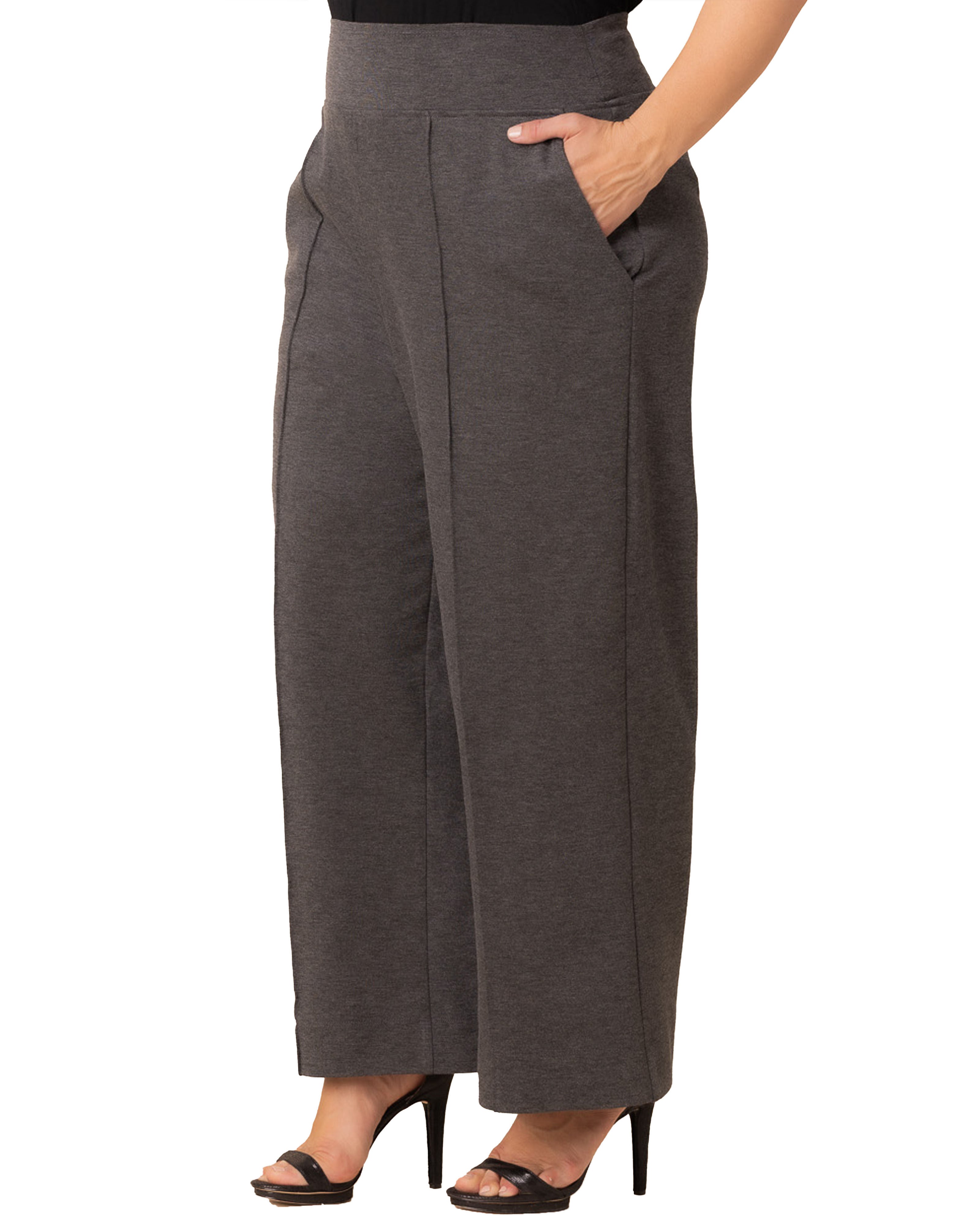 Polished Ponte Pants, CHARCOAL GREY / Charcoal Grey, alternate image number 3